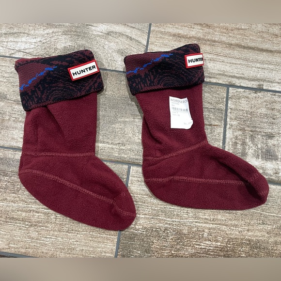 Hunter Kids Girls Original Wave Intarsia Boot Socks Dulse/Azure Size M - Picture 2 of 6